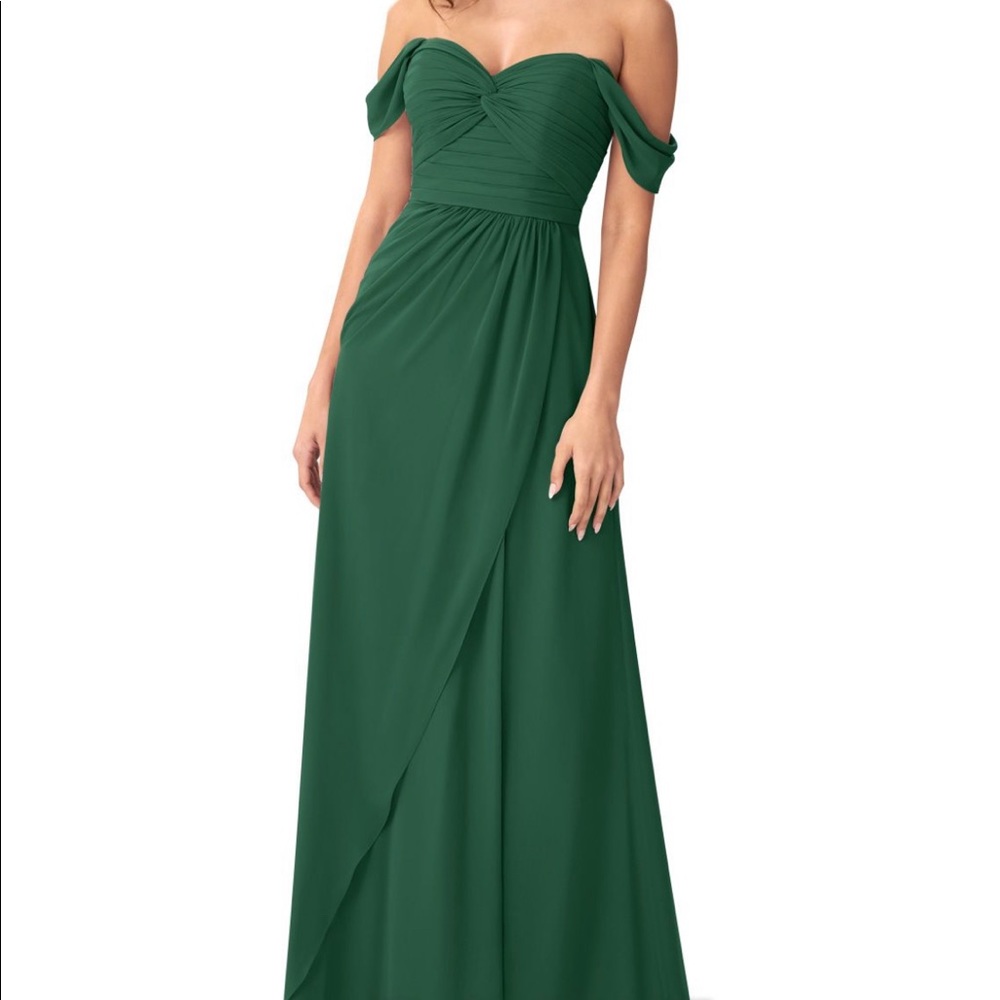 Azazie Bridesmaid Dress, Green, Size 4